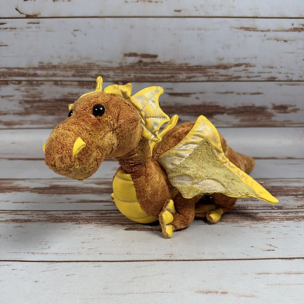 Douglas Topaz Yellow Gold Plush Dragon 11" Fantasy Stuffed Animal Wing Flaw